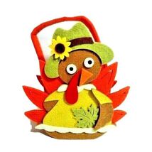 Turkey Felt Gift Treat Bag Holiday Party Supply Yellow Dress Hat Sunflow... - €14,61 EUR