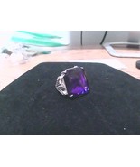 Vintage Style Purple Faceted Glass &amp; Marcasite Ladies Adjustable Band Ring - $13.54 CAD