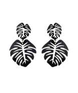 Candy-colored romantic openwork leaf-shaped exquisite fashion earrings - $12.00