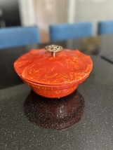 Vintage Orange Decorative Bowl with Ornate gold-Tone Accent - $830.41 MXN