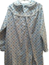 Carole vintage New XL blue floral nightgown flannel red yellow blue flowers - £23.41 GBP