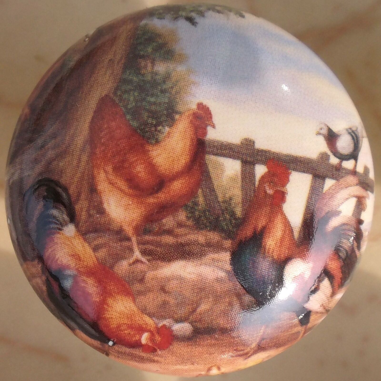 Cabinet Knobs Knob w/ Rooster Farm chickens #1 CHICKEN - $5.44