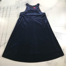 Betsey Johnson Tank Dress Size 4 Navy Blue Velour Velvet Sleeveless Loose - £74.36 GBP