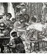 Feast Of Ahasuerus 1888 Victorian Antique Art Print Food And Drink DWT4B - $47.64 CAD