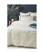 $288 Anthropologie Sagebrush Duvet King Duvet White Ruffles Embroidered ... - £167.45 GBP