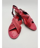 SESTO MEUCCI Red Leather open-toe Sandals Shoes size 8 Made In Italy  - $37.39