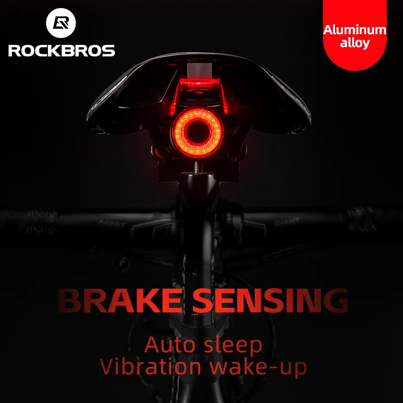 ROCKBROS Smart Bicycle Rear Light Auto Brake Sensing Tail Light Waterproof - £17.43 GBP+