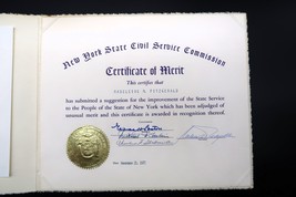 Vtg Ephemera 1972 NYS Civil Service Merit Award Signed Governor Rockefeller - $19.99