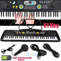 61 Key Music Electronic Keyboard Electric Digital Piano Organ W/ Stand & Mic&Usb - £79.44 GBP