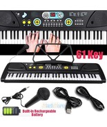 61 Key Music Electronic Keyboard Electric Digital Piano Organ W/ Stand &amp;... - £82.13 GBP