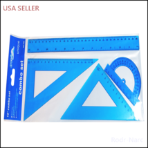 Plastic Ruler Set-180° Protractor Ruler, Rectangular Rulers 7 &quot;30°/60°- 6&quot;45°/90 - £7.00 GBP+