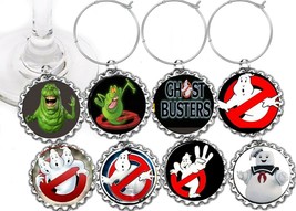Ghostbusters movie  party theme wine glass cup charms markers 8 party fa... - $9.75