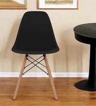 Black And Natural Heavy Duty Plastic And Wood Dining Side Chair - $110.99