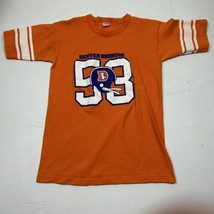 Denver Broncos Orange T Shirt Youth L Womens S Champion USA VTG NFL 53 Striped - £11.21 GBP
