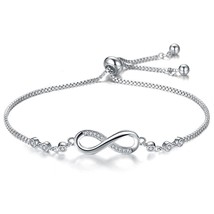Fashion Stainless Steel Endless Love Infinity Chain Bracelets On Hand Adjustable - £11.46 GBP