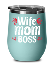 Wife Mom Boss, teal Wineglass. Model 60043  - £21.22 GBP
