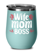 Wife Mom Boss, teal Wineglass. Model 60043  - £20.28 GBP