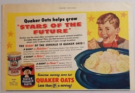 1950 Print Ad Quaker Oats Oatmeal & Mother's Oats Happy Boy Eats Breakfast - $9.88