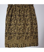 Sag Harbor Womens Midi Skirt Faux Wrap Size 2XL Brown Gold Brocade Vintage - $20.37