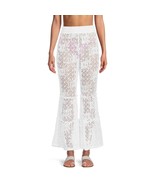 Time and Tru Women&#39;s Swim Cover Up Crochet Tiered Pants White - Size MED... - £15.97 GBP