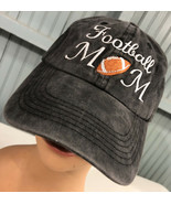 Football Mom Gray Strapback Baseball Cap Hat - $15.09