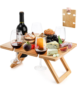 Portable Wine Picnic Table with 5 Wine Glasses Holder, Foldable Champagn... - €33,71 EUR