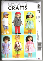 McCall's Crafts M6137 18 inch Doll Top, Shorts, Coat, Dress Uncut Sewing Pattern - $13.01