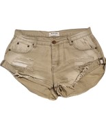 One Teaspoon Khaki Twisted Cuff Button Fly Denim Shorts Size 29 - $79.00