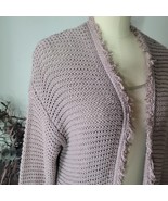 Free People Woodstock Cardigan Sweater Long Duster Knit Cotton Mauve Size Medium - $60.00