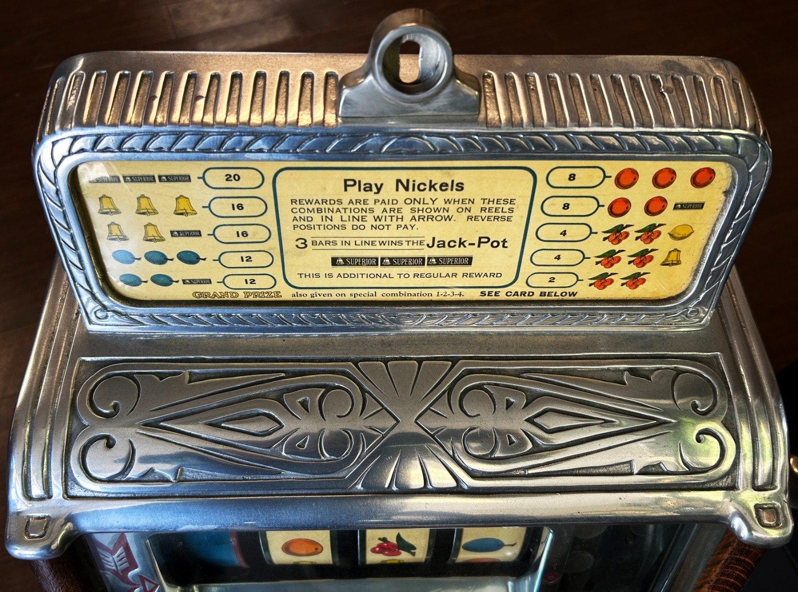 Caille Superior Deluxe 5c 4 Reel Slot Machine Circa 1930's Item image 2