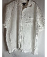 Banana Repulic 100% Linen white button down with embroidery men size L - $618.40 MXN