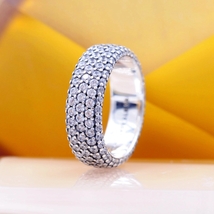 2023 New Woman Ring 925 Sterling Silver Timeless Pave Triple-row Ring  - £17.74 GBP