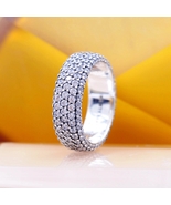 2023 New Woman Ring 925 Sterling Silver Timeless Pave Triple-row Ring  - £17.69 GBP