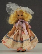 Vintage Plastic Nancy Ann Storybook Doll Spring Blonde Pink Flower Dress Bonnet - $18.52