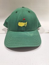 Vintage Masters Tech Hat Cap Strap Back Green Adjustable Leather Golf 80... - $19.79