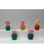 Fisher Price Vintage Little People figure lot 5 wooden bodies clown mad ... - £17.77 GBP