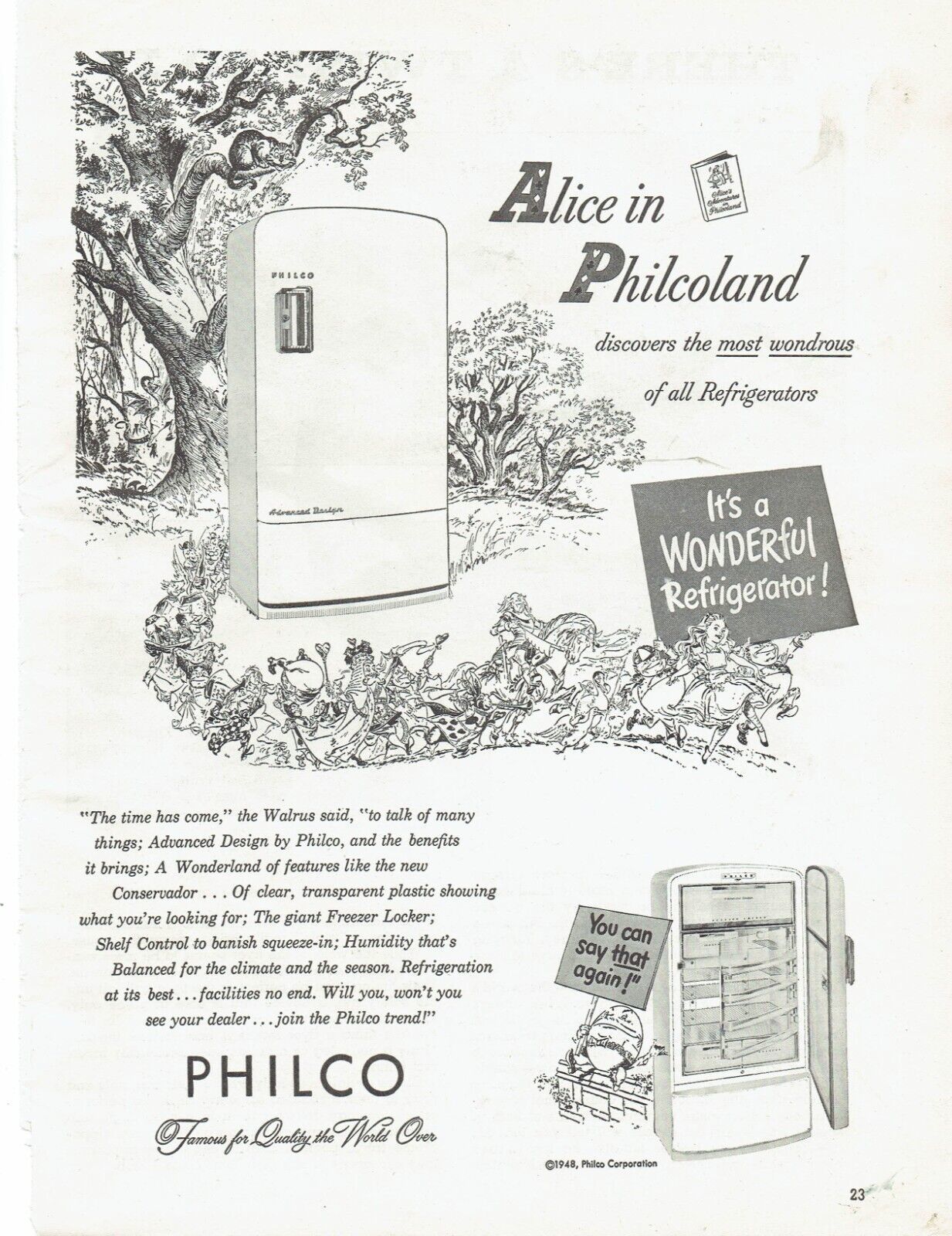 Primary image for 1948 Philco Print Ad Refrigerator 8.5" x 11"