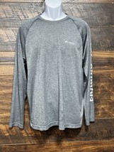 Columbia PFG Shirt Men Large Gray  Long Sleeve Running Workout Hiking Spell Out* - $14.24