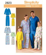 Simplicity Sewing Pattern 2823 Miss/Men/Child Sleepwear, A (XS - L / XS ... - £7.06 GBP