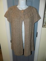 Sonoma Milk Brown Short Sleeve Two Button Cotton Blend Knit Cardigan Size L EUC - £14.35 GBP