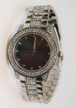 NEW Sociology 2475C Womens Mirrored Dial Crystal Encrusted Silver Bracelet Watch - £18.94 GBP