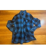 Zoo York Plaid Black Blue Button Down Shirt Sz L Vtg Flannel Warped Tour... - £10.97 GBP