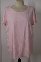 J Jill XL Pink White Stripe Pima Cotton Scoop Neck Short Sleeve Tee Top - £20.49 GBP