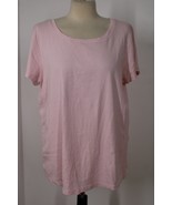 J Jill XL Pink White Stripe Pima Cotton Scoop Neck Short Sleeve Tee Top - £20.25 GBP