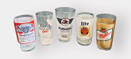 Set of 5 Beer Glasses Mint Cond (2) Budweiser, Coors Light, Miller &amp; Miller Lite - £11.47 GBP