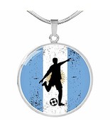 Express Your Love Gifts Argentina Flag Futbol Soccer Circle Pendant Stainless St - £34.84 GBP