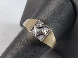 Mens Vintage Estate 10K Yellow Gold Diamond Ring 3.8g E2807 - £276.92 GBP