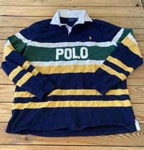 Polo Ralph Lauren Men’s Stripe Logo Polo Long Sleeve Shirt Size L Blue M10 - £30.79 GBP