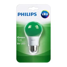 Philips 463224 A19 8-Watt (60-Watt Equivalent), E26 Base, Green LED Bulb - £9.56 GBP