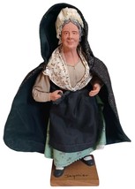 French Santon De Provence Figure Clay Folk Art Woman Hooded Cape Deymier 12&quot; - £23.85 GBP